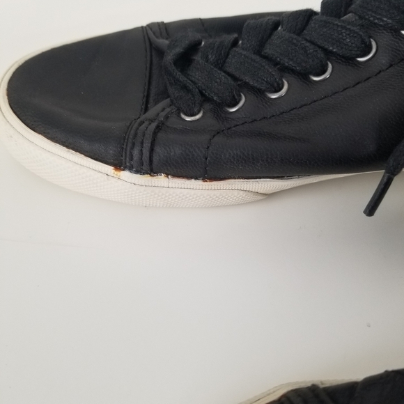 Frye Black Leather Mindy Low Lace Sneakers Size 7 - Picture 8 of 13